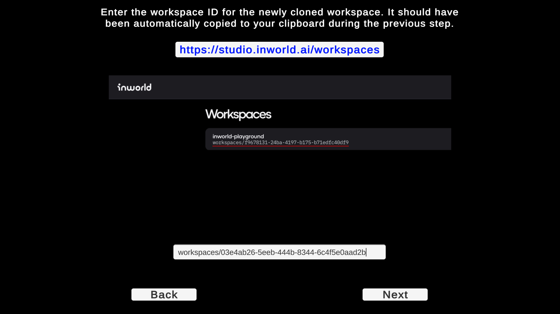 Workspace ID Page